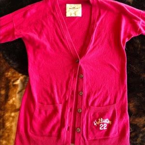 Hollister pink varsity sweater cardigan